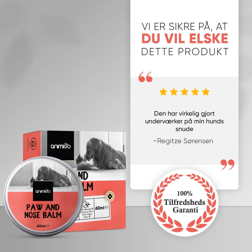 Vi giver 100% tilfredshedsgaranti på alle Animigo-produkter