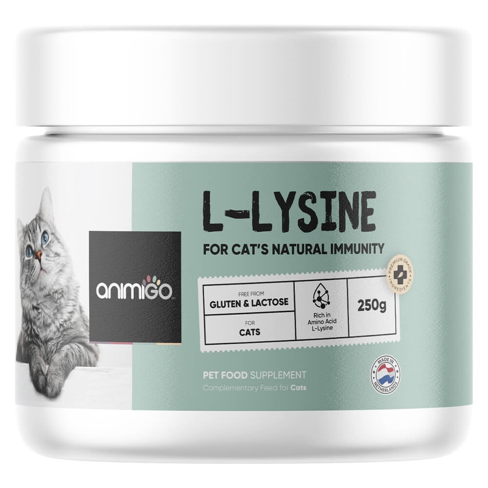 L-lysine til kat er et naturligt kosttilskud i pulverform
