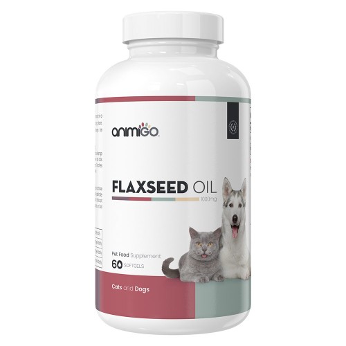 Flaxseed Oil - Natural Allergy & Wellbeing Supplement for Cats & Dogs - 60 Softgels - Animigo