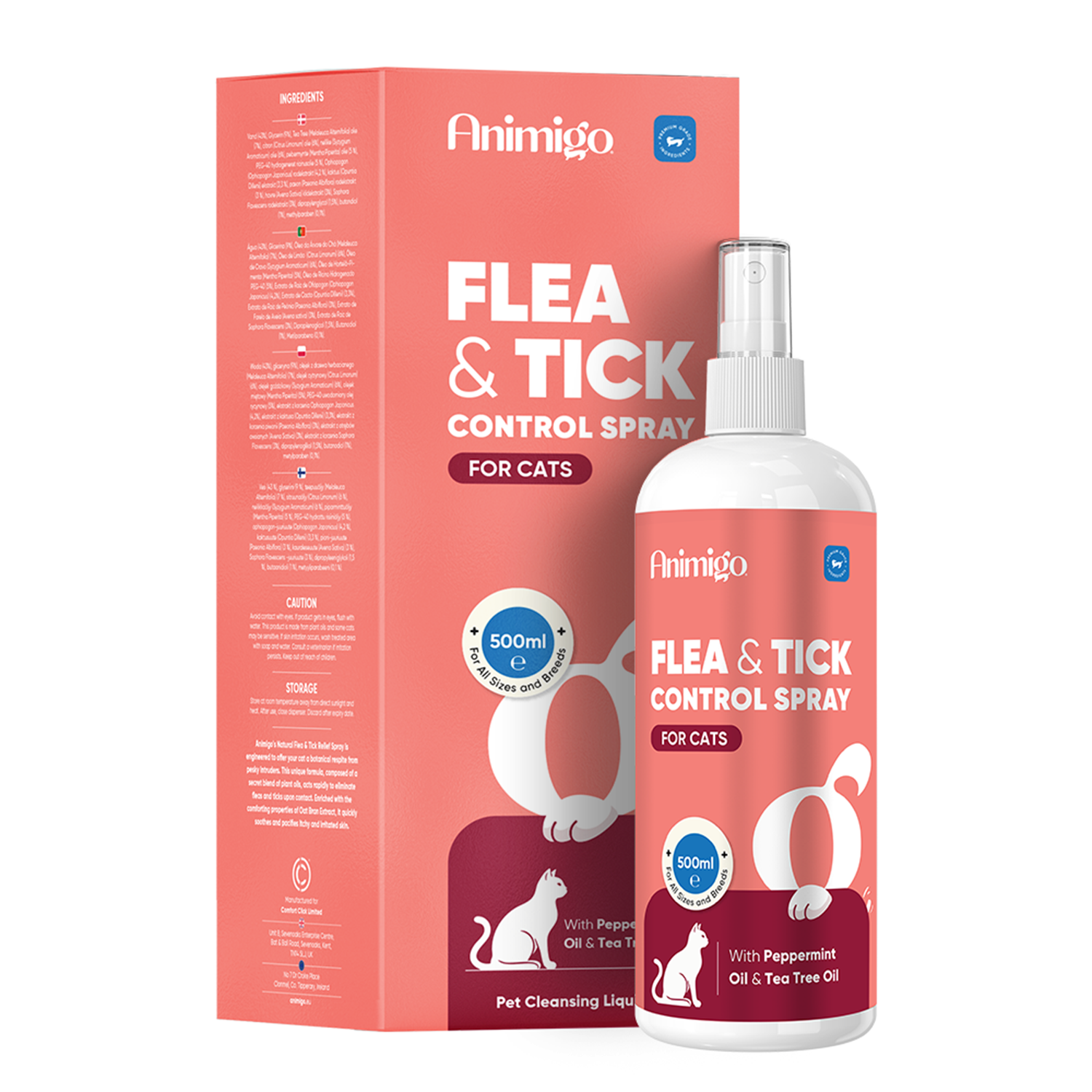 Loppe- og flåtspray til katte 500ml