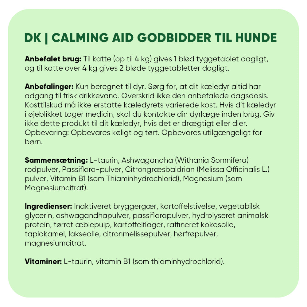 Beroligende tyggetabletter til hunde