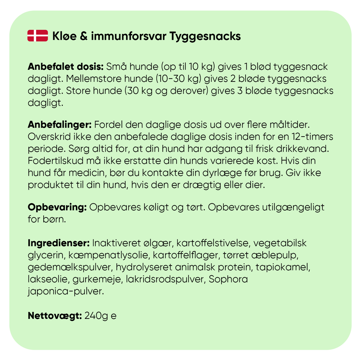 Tyggetabletter mod kløe og bedre immunforsvar hos hunde - 120 stk.